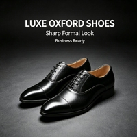 Chaussures habillées en cuir microfibre pour hommes, à bout pointu, à lacets, style Oxford, pour affaires, mariage, bureau