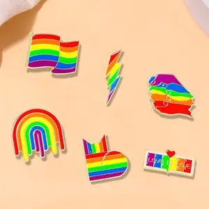 Wholesale Love is Love LGBT Pride Rainbow Flag Soft Enamel Brooch Hat Clothes Tie Scarf Button Pin Badge Custom Lapel Pins