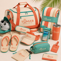 Kit de bienvenue personnalisé TOMAS pour hôtel avec peignoir, pantoufles, trousse de toilette et sac fourre-tout pour séjours VIP en resort