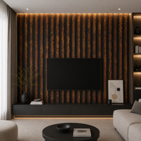 Panneau mural cannelé PS, panneau mural décoratif moderne à grain de bois pour l'intérieur