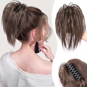 Venta al por mayor desordenado moño pieza de pelo moño extensión de pelo largo barba garra Clip moño pelo Scrunchies para mujeres niñas uso diario - Product Image 1