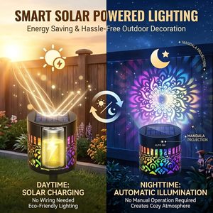 1 lampe murale solaire Mandala à LED pour jardins, terrasses, escaliers, cours, cours arrière, portes d'entrée - Product Image 2