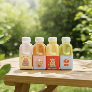 ขวดนมพลาสติกพกพาขนาด 350 มล. 500 มล. ปลอดสาร BPA พร้อมฝาปิด สำหรับเครื่องดื่ม ชา นม แชมเปญ โซดา  รับทำโลโก้ตามสั่ง - Product Image 2