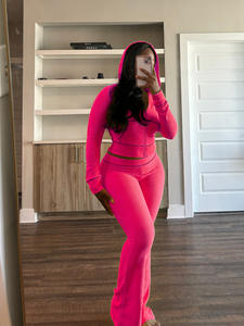 Özel Logo bahar güz 2025 kadın kıyafetleri kırpma üst uzun kollu nedensel iki parçalı Set alevlendi pantolon kadın setleri - Product Image 3