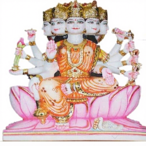 รูปปั้นทางศาสนา gayatri หินอ่อนสีขาวแกะสลักทำด้วยมือสำหรับบูชา - Product Image 1