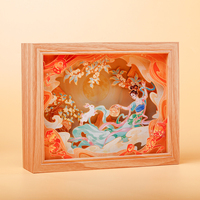 Peinture en sculpture sur papier 3D de haute qualité avec impression UV et éclairage LED, décoration murale encadrée pour cadeau
