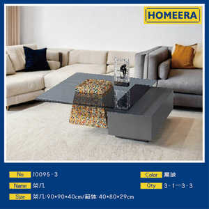 Tavolino da Caffè Moderno Quadrato 90x90x40cm con Piano in Vetro Temperato e Struttura in Metallo, Arredamento per Soggiorno con Vano Portaoggetti - Product Image 3