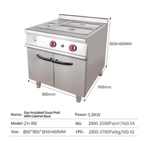 Marmite à soupe isotherme en acier inoxydable à usages multiples, Bain-marie chauffant à gaz 5,8 kW avec contrôle de température, Argent, pour cuisine - Product Image 2
