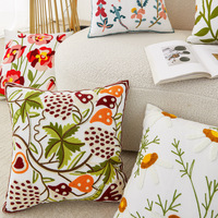 Housse de coussin carrée personnalisable, amovible et lavable, en toile brodée de style américain, pour canapé et salon