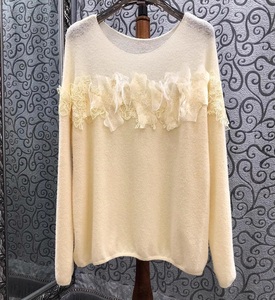 Top Quality New Wool Sweater 2025 Autumn Winter Pullovers <strong>Women</strong> Tassel Lace Embroidery Knitting Long Sleeve Soft <strong>Yellow</strong> <strong>Jumper</strong> - Product Image 1