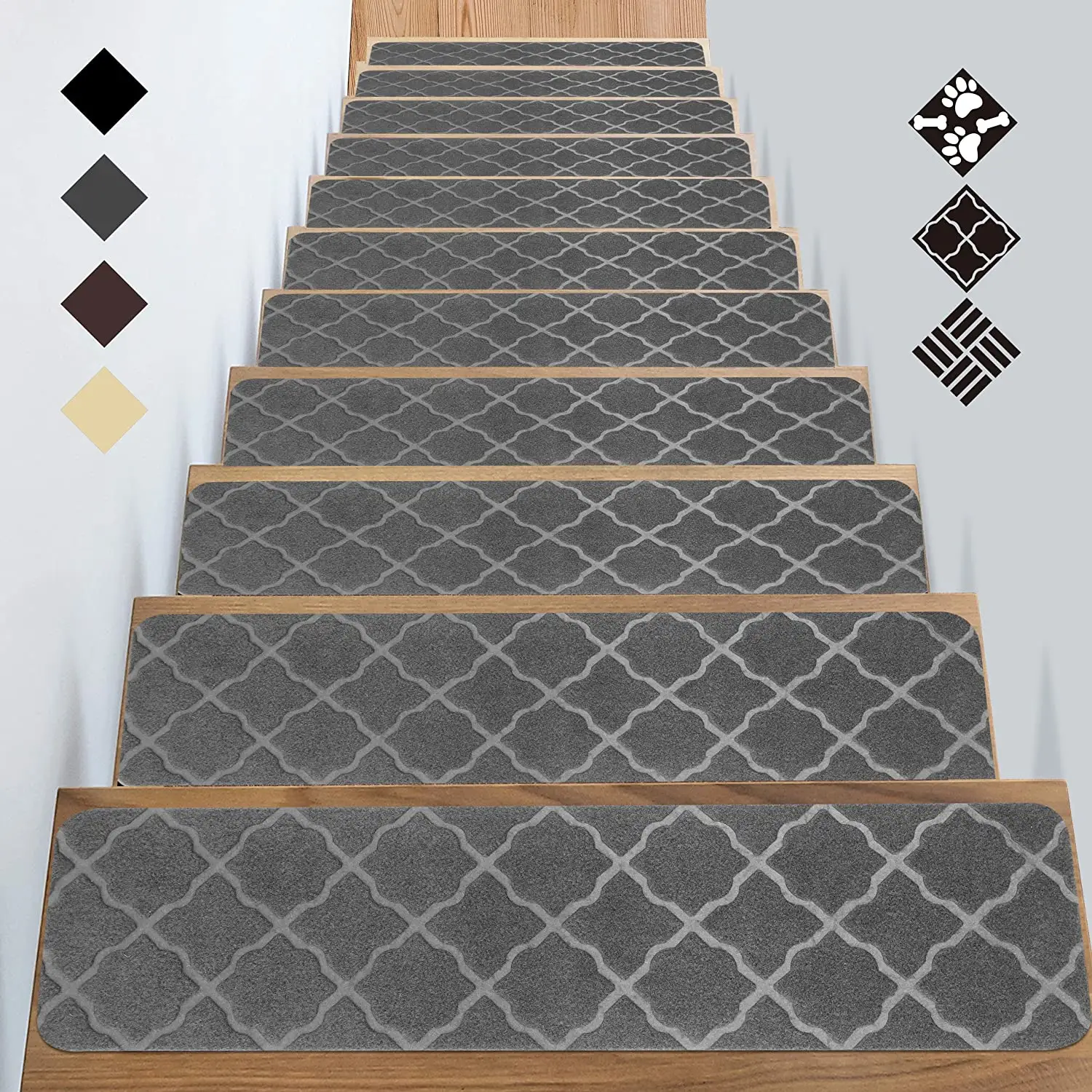 self-adhesive Stair treads carpet 100% PP soft step mats staircase carpet tread