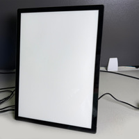 Kotak Lampu LED A4 Slim Ultra Tipis Bingkai Poster Aluminium Kaca Temper Menu Restoran Papan Tampilan Iklan