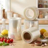 Rouleau de protection alimentaire transparent jetable et compostable sur mesure, feuille plastique transparente pour gâteaux, mousses au chocolat et autres préparations.