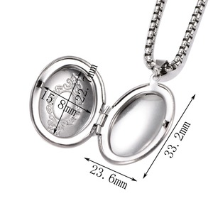 Collares con Colgante Ovalado con Diseño Floral para Mujeres y Hombres, de Acero Inoxidable, con Marco para Foto, Recuerdo de Promesa de Amor - Product Image 4