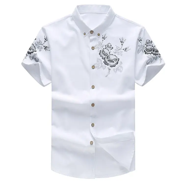 Новая мужская рубашка с модным принтом рубашка с коротким рукавом в китайском стиле Повседневная брендовая мужская рубашка Размер 5XL 6XL одежда