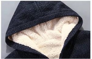 2022 suéter personalizado para <span class=keywords><strong>hombre</strong></span> con cremallera Tweed dentro de prendas de punto abrigo Otoño Invierno grueso <span class=keywords><strong>cuello</strong></span> levantado Jacquard cárdigan de punto suéter - Product Image 6