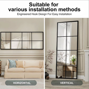 <span class=keywords><strong>Espejo</strong></span> de Pared de Longitud Completa con Marco Estilo Rústico, <span class=keywords><strong>Espejo</strong></span> Decorativo Colgante o de Apoyar para Sala de Estar, Dormitorio o Entrada - Product Image 5