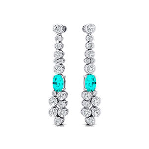 Classic Design Lab Grown Paraiba Tourmaline Gemstone & Real <b>Diamonds</b> <b>Dangling</b> Drop <b>Earrings</b> in 18k Pure Gold Fashionable <b>Earring</b> - Product Image 4