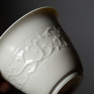 Ding Ware Gaiwan <b>Tea</b> <b>Set</b> With Lid Porcelain Lotus Scroll Design For Kung Fu <b>Tea</b> Ceremony - Product Image 2