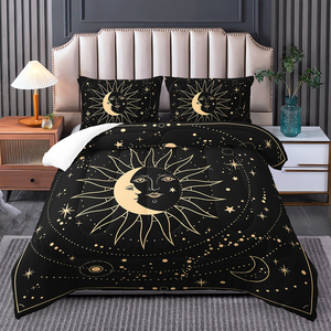 Bohemian mặt trăng mặt trời vàng đen bedding Set 3D in kỹ thuật số <span class=keywords><strong>Comforter</strong></span> Set - Product Image 5