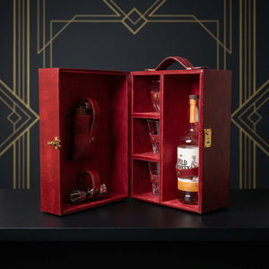 Coffret cadeau rigide de luxe personnalisé pour spiritueux, vin rouge, whisky, champagne, avec poignée en cuir pour bouteille de vin - Product Image 1
