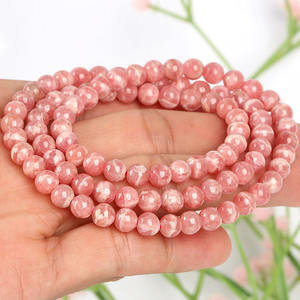 Pulseras de Piedra Roja Natural con Manchas, Venta al por Mayor, Alta Calidad, Tres Anillos, Pulseras de Rodocrosita Argentina para Regalos - Product Image 3