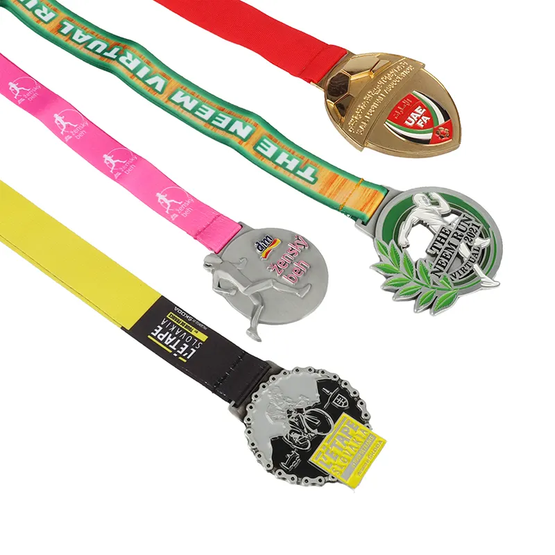 Personalized 3D Engraved Sports Medals Metal Running Medals with Orchid Patterns Rank 123 Place UV Printed Blank Medals