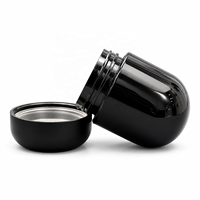Pot de présentation rond en plastique noir, prêt à être expédié, pour fleurs séchées comestibles, avec couvercle anti-enfants.