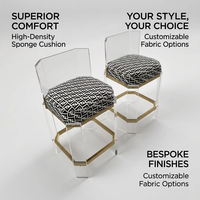 Tabouret de bar moderne de luxe écologique durable en acrylique transparent avec repose-pieds en acier inoxydable et éponge haute densité en velours pour bar à domicile