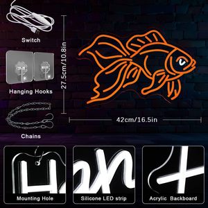Enseigne néon <span class=keywords><strong>Poisson</strong></span> <span class=keywords><strong>Rouge</strong></span> pour Décoration Murale, Enseigne Lumineuse Néon <span class=keywords><strong>Poisson</strong></span>, Lumière Néon Océan, Enseigne Néon LED, Enseigne Lumineuse USB pour Chambre - Product Image 2