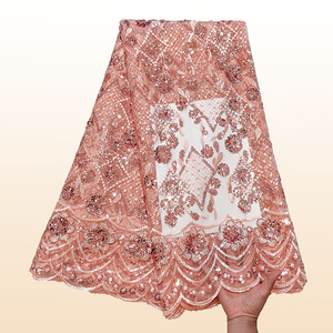 French Shining Net Stickerei Pailletten Spitzens toff Hochwertige afrikanische Mesh Pailletten Spitzens toff für Frauen Abend party - Product Image 3
