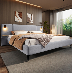Cama King Size de Lujo con Estructura de Madera Tapizada, Diseño Moderno, Cama Doble, Muebles de Dormitorio para Sala de Estar - Product Image 2