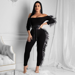 Partito <span class=keywords><strong>sexy</strong></span> off spalla di pelliccia di tuta <span class=keywords><strong>abbigliamento</strong></span> donna 2019 - Product Image 3