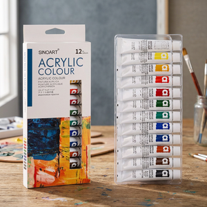 Pour SFP004 Tubes de peinture acrylique de 12 ml, 12 couleurs de base, ensemble de peinture acrylique professionnelle pour le papier - Product Image 3