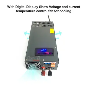 Alimentatore Switching da 1500W con display a LED tensione e corrente regolabili 0-12V 0-125A SMPS S-1500-12