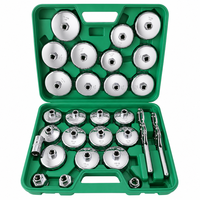 Kit de démontage de filtre à huile multi-tailles 31 pièces, chromé, avec boîte à outils pour l'entretien automobile