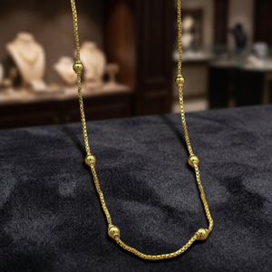 Wholesale 14K18K24K Micron Gold Ball <b>Box</b> Style Chain Necklace, Brass Gold Chain, Fashion Chain Necklaces, Ball <b>Box</b> Chain Design - Product Image 3