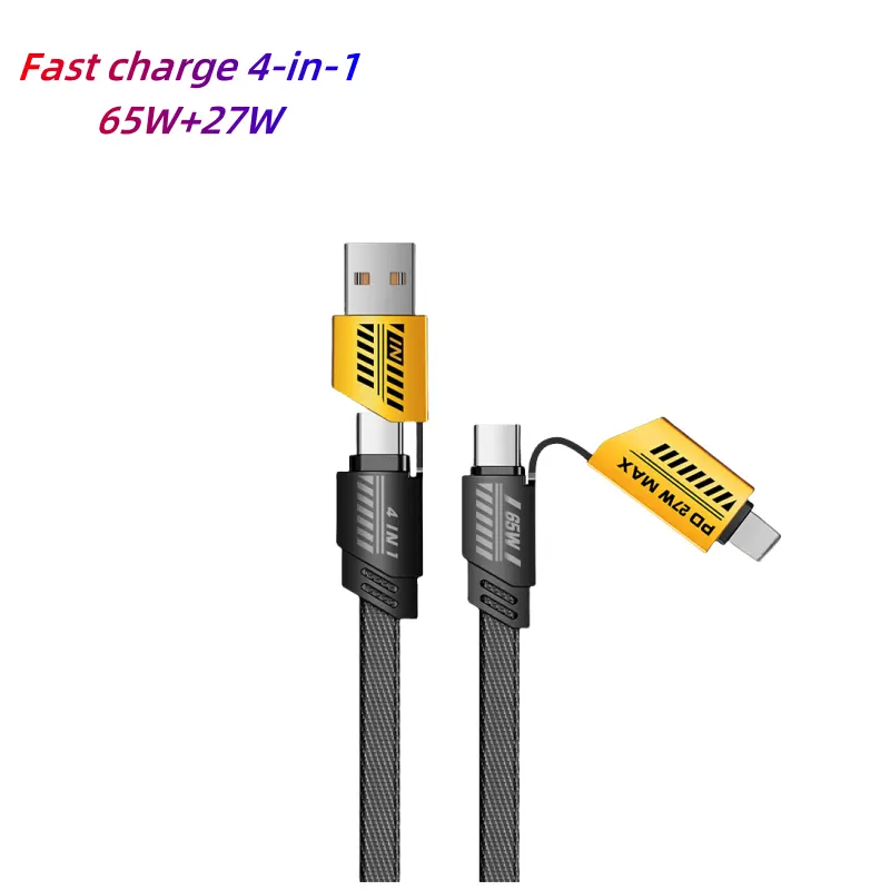Amostra grátis PD 65 W/27 W de carregamento rápido 4 em 1 cabo de carregamento USB cabos de dados multifuncionais de transferência de dados