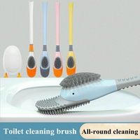 Ensemble de brosse de toilette en silicone canard de plongée mignon porte-brosse à bol mural ou sur pied avec poils à récurer durables