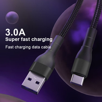 Vente en gros de haute qualité 3A USB-A mâle à type-c câble de données de charge rapide