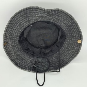 Custom <b>Boonie</b> <b>Hat</b> for Men Women Embroidery Logo <b>Black</b> Washed Cotton Bucket <b>Hat</b> With String Fisherman <b>Hat</b> - Product Image 6