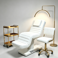 Table de massage électrique réglable blanche moderne et luxueuse pour salon de beauté, spa, soins du visage et cosmétiques