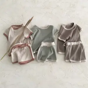 Children's outfits antique color leisure combo baby tracksuits summer short sleeve cotton two-piece sets