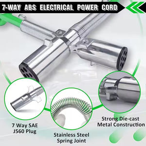 Factory Wholesale Green 15ft 7-Way Coiled Electrical Cable for Semi Truck <b>Trailer</b> <b>Tractor</b> - Product Image 5