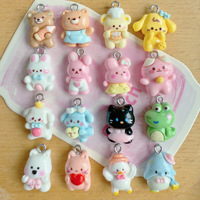 Nouveaux petits pendentifs imprimés d'animaux de dessin animé, accessoires de bijoux faits à la main pour bracelets, colliers, chaînes de téléphone, vente en gros