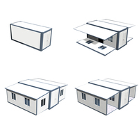 Maison en conteneur extensible préfabriquée de 20 pieds et 40 pieds à l'épreuve des ouragans Villa préfabriquée portable en acier de 2 chambres à coucher avec salle de bain