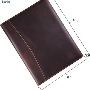 Customized Premium A4 File <b>Folder</b> Cover Crazy Horse Genuine Leather Legal Pad Padfolio <b>Binder</b> Portfolio <b>Folder</b> - Product Image 5