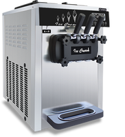 Machine à crème glacée en acier inoxydable avec table de travail, machine à crème glacée molle à 3 saveurs, fabricants de crème glacée professionnels