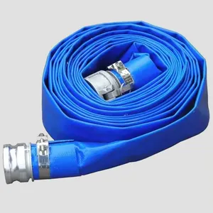 Tuyau de lavage à contre-courant bleu professionnel de 1-1/2 "2 3 4 6 pouces avec colliers de serrage, tuyau d'évacuation d'eau à plat en PVC renforcé à usage général