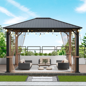 Gazebo en métal à toit rigide 10x12, pergola robuste avec moustiquaires et acier galvanisé, auvent extérieur pour jardin, patio, cour - Product Image 2
